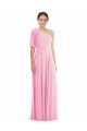 Best Soft Chiffon One Shoulder Sleeveless Barely Pink Long Semi Formal Evening Dress Canada