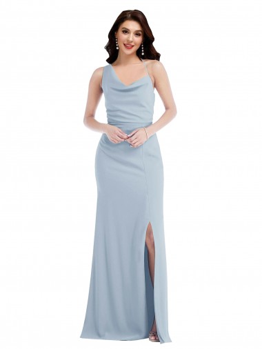 Best Stretch Crepe One Shoulder Sleeveless Light Sky Blue Long Formal Dress Canada