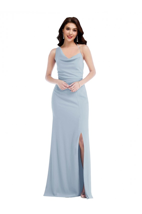 Best Stretch Crepe One Shoulder Sleeveless Light Sky Blue Long Formal Dress Canada