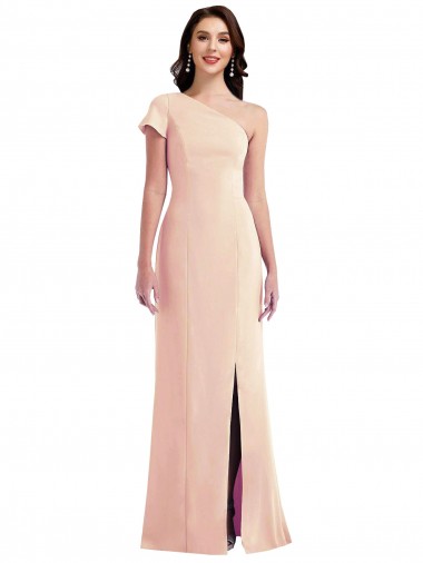 Best Stretch Crepe One Shoulder Cap Sleeves Long Formal Evening Dress Canada