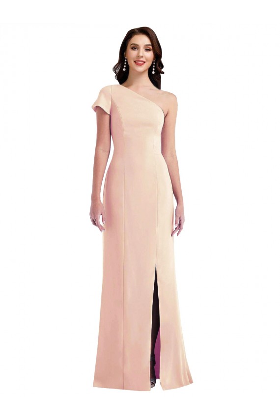 Best Stretch Crepe One Shoulder Cap Sleeves Long Formal Evening Dress Canada