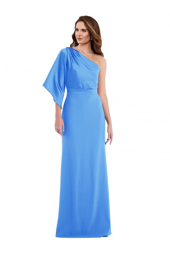 Best Stretch Crepe One Shoulder Bell Sleeves Long Semi Formal Evening Dress Canada