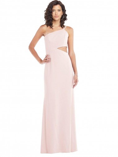 Best Stretch Crepe One Shoulder Sleeveless Pink Long Formal Evening Dress Canada