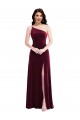 Best Stretch Velvet One Shoulder Sleeveless Burgundy Long Black Tie Evening Dress Canada