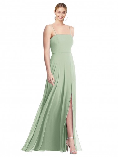 Best Soft Chiffon Spaghetti Straps Sleeveless Low Back Long Formal Evening Dress Canada