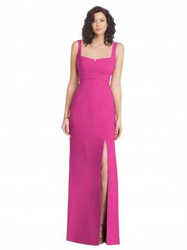 Best Stretch Crepe Square Neck Sleeveless Low Back Long Semi Formal Evening Dress Canada