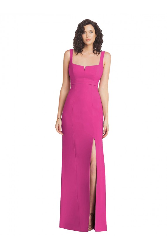 Best Stretch Crepe Square Neck Sleeveless Low Back Long Semi Formal Evening Dress Canada