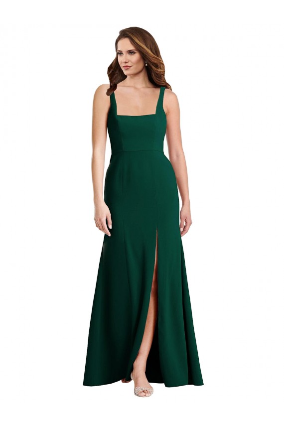 Best Stretch Crepe Square Neck Sleeveless Long Semi Formal Evening Dress Canada