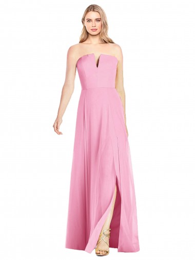 Best Soft Chiffon V-Neck Sleeveless Hot Pink Long Semi Formal Evening Dress Canada