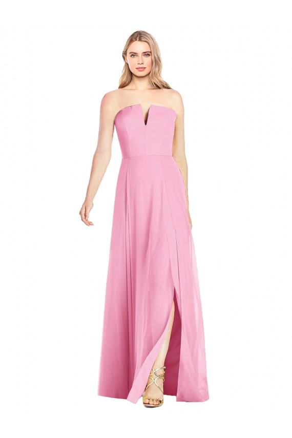 Best Soft Chiffon V-Neck Sleeveless Hot Pink Long Semi Formal Evening Dress Canada