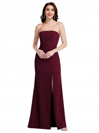 Best Stretch Crepe Strapless Sleeveless Long Semi Formal Evening Dress Canada