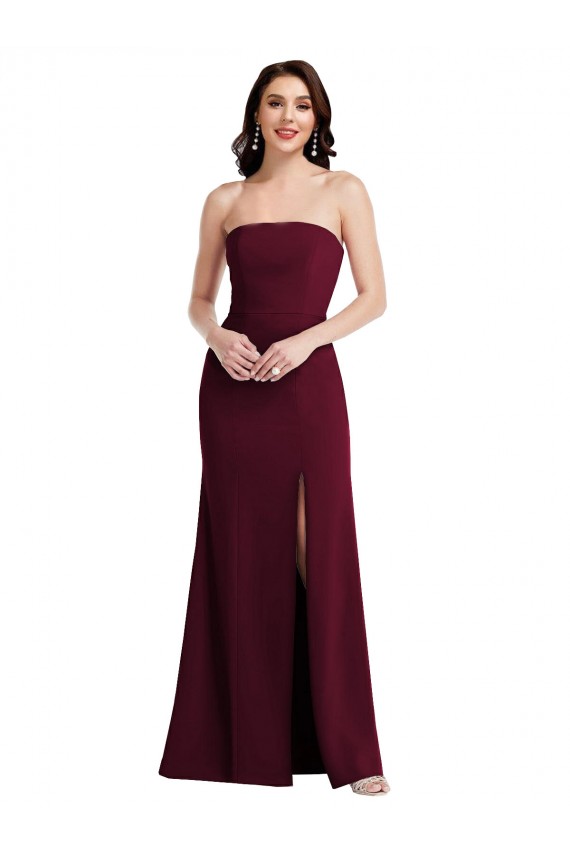Best Stretch Crepe Strapless Sleeveless Long Semi Formal Evening Dress Canada