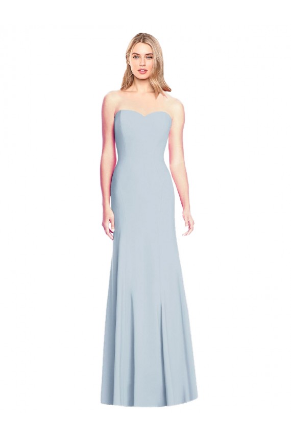 Best Stretch Crepe Sweetheart Sleeveless Low Back Light Sky Blue Long Formal Dress Canada