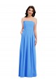 Best Stretch Crepe Strapless Sleeveless Low Back Peacock Blue Long Semi Formal Evening Dress Canada