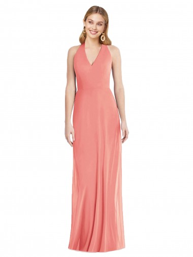Best Soft Chiffon Halter Neck Sleeveless Long Formal Evening Dress Canada