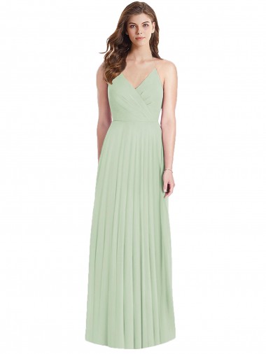 Best Soft Chiffon Spaghetti Straps Cold Shoulder Long Semi Formal Evening Dress Canada
