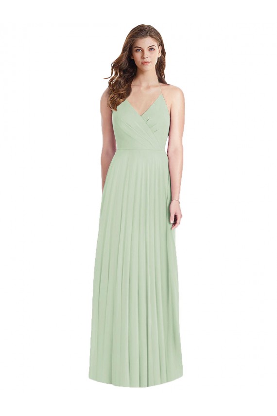 Best Soft Chiffon Spaghetti Straps Cold Shoulder Long Semi Formal Evening Dress Canada