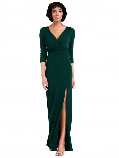 Best Spandex V-Neck Long Sleeves V-Back Long Formal Evening Dress Canada