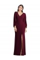 Best Stretch Crepe V-Neck Puff Sleeves Long Semi Formal Evening Dress Canada