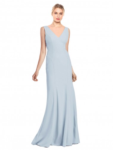 Best Stretch Crepe V-Neck Sleeveless Low Back Long Evening Dress Canada