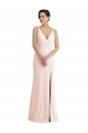 Best Stretch Crepe V-Neck Sleeveless V-Back Pink Long Formal Evening Dress Canada