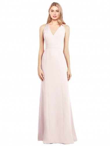 Best Stretch Crepe V-Neck Sleeveless Keyhole Back Long Semi Formal Evening Dress Canada