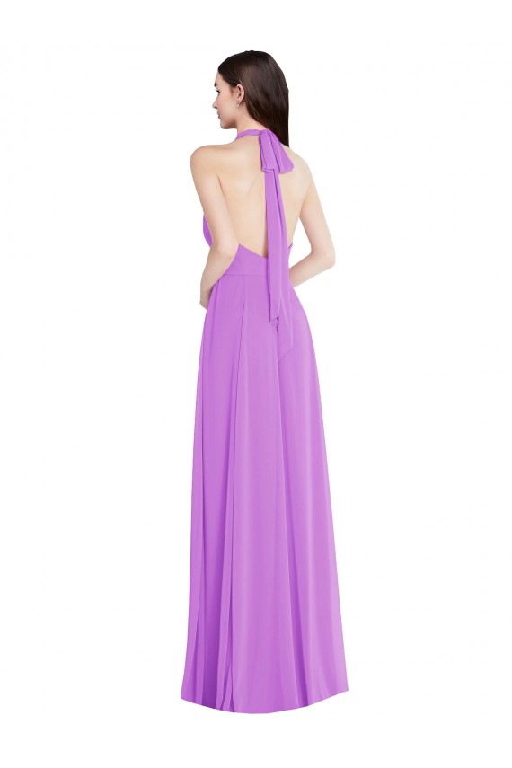 Best Soft Chiffon Halter Neck Sleeveless Open Back Long Formal Evening Dress Canada
