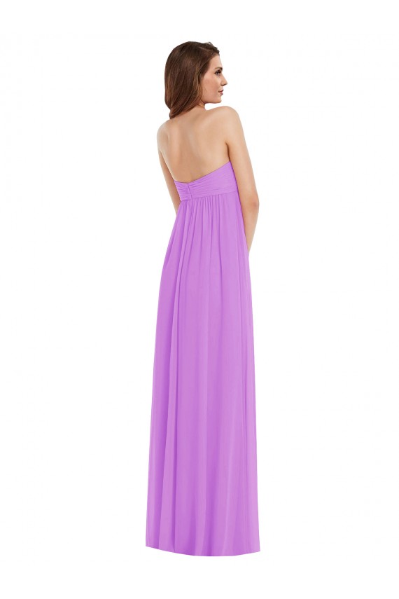 Best Soft Chiffon Sweetheart Sleeveless Low Back Violet Long Semi Formal Evening Dress Canada
