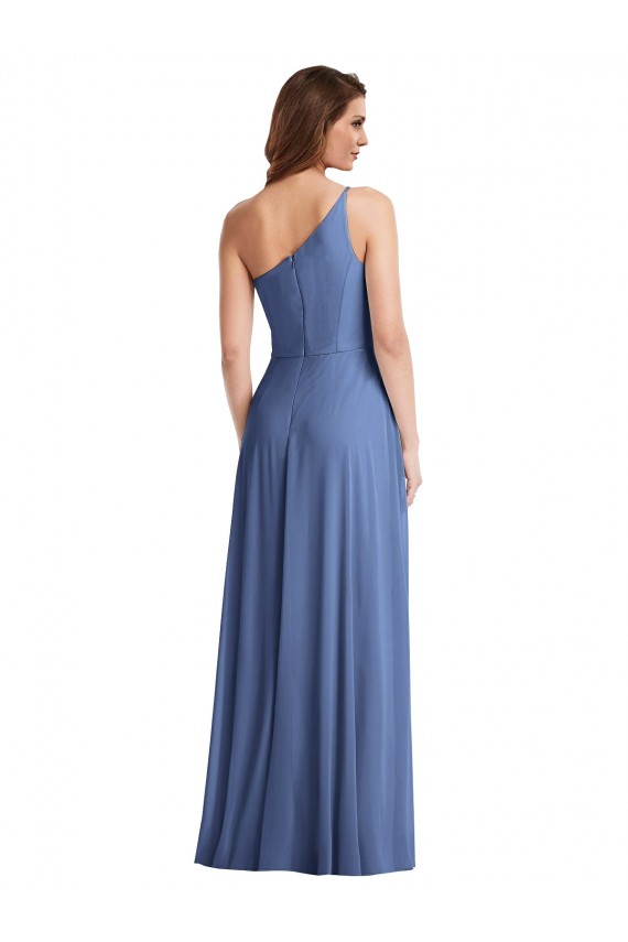 Best Soft Chiffon One Shoulder Sleeveless Windsor Blue Long Formal Evening Dress Canada