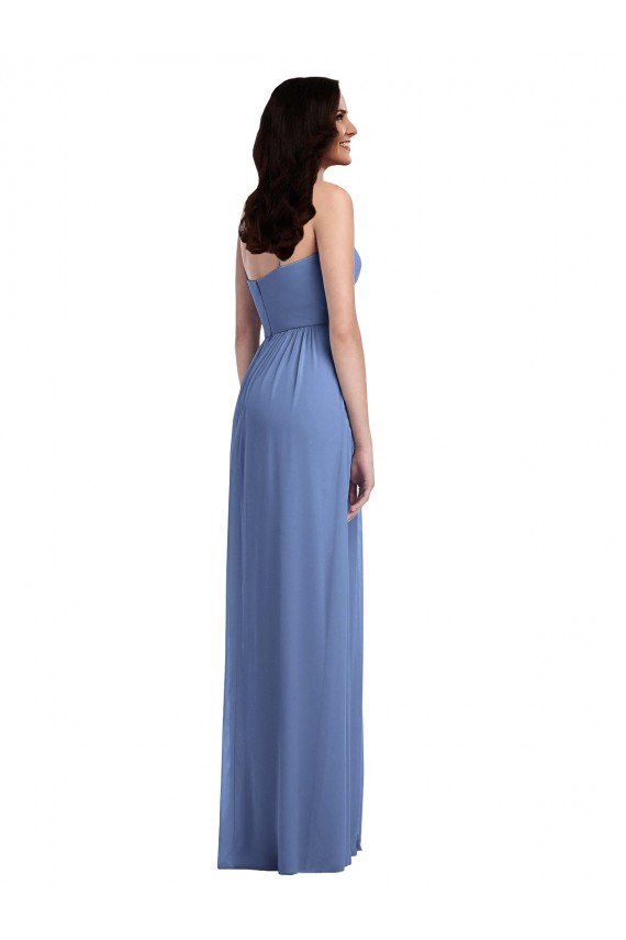 Best Soft Chiffon Spaghetti Straps Sleeveless Low Back Windsor Blue Long Semi Formal Evening Dress Canada